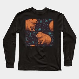 Capybara repeating pattern Long Sleeve T-Shirt